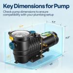 VIVOHOME 2.0HP Pool Pump - 115V/230V Self-Priming Motor - In-Ground/Above Ground - 6800GPH Energy Efficient - 1.5", 2", and 1.25"-1.5" Connectors w/Strainer Basket