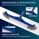 POOLAZA Pool Brush, 17.5'' Pool Brush Head for Inground Pools & Above-Ground Pools, Durable Pool Scrub Brush Fit Standard Pool Pole, Enhanced Pool Brushes for Cleaning Pool Walls with Curved Ends