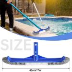 Pool Brush Head, 17" Pool Brushes for Cleaning Pool Walls, Curved Ends High-Efficiency Pool Scrub Brush,Premium Nylon Bristles Pool Brush with EZ Clip