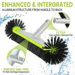 Swimming Pool Brush Head with Round Ends,17.5" Heavy Duty Aluminum Back Head for Cleans Walls, Tiles & Floors, 7 Rows Premium Nylon Bristles with EZ Clips (Green Black)