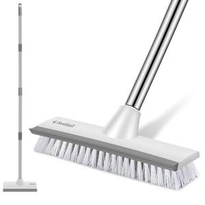 SetSail Floor Scrub Brush with 51-Inch Long Adjustable Handle 2 in 1 Scrape Brush Stiff Bristle Floor Scrubber for Cleaning Shower Bathroom Garage Kitchen Wall Deck Tub Tile