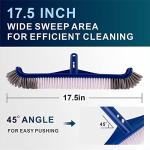 POOLAZA Pool Brush, 17.5'' Pool Brush Head for Inground Pools & Above-Ground Pools, Durable Pool Scrub Brush Fit Standard Pool Pole, Enhanced Pool Brushes for Cleaning Pool Walls with Curved Ends