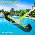 Swimming Pool Brush Head with Round Ends,17.5" Heavy Duty Aluminum Back Head for Cleans Walls, Tiles & Floors, 7 Rows Premium Nylon Bristles with EZ Clips (Green Black)