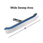 Swimming Pool Wall & Tile Brush,18" Heavy Duty Vinyl Polished Aluminum Back Cleaning Brush Head Designed for Cleans Walls, Tiles & Floors, Nylon Bristles Brush Head with EZ Clips (Pole not Included)