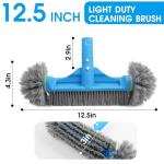TidyMister 12.5'' Round End Pool Brush Head - Cleaning Wall & Tiles & Steps, Sturdy Nylon Bristles, Scrub Brush for Inground/Above Ground Pool, Spa, Hot Tub, No Pole