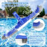 Pool Brush Head, 17" Pool Brushes for Cleaning Pool Walls, Curved Ends High-Efficiency Pool Scrub Brush,Premium Nylon Bristles Pool Brush with EZ Clip