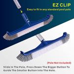 POOLAZA Pool Brush, 17.5'' Pool Brush Head for Inground Pools & Above-Ground Pools, Durable Pool Scrub Brush Fit Standard Pool Pole, Enhanced Pool Brushes for Cleaning Pool Walls with Curved Ends