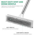 SetSail Floor Scrub Brush with 51-Inch Long Adjustable Handle 2 in 1 Scrape Brush Stiff Bristle Floor Scrubber for Cleaning Shower Bathroom Garage Kitchen Wall Deck Tub Tile