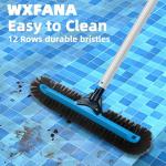 WXFANA 20" Wide Pool Brush Head, Heavy Duty Pool Cleaning Brush with 12-Rows Soft Bristles, Inground/Above Ground Pool Brushes with Curved Ends, Safe for Vinyl Liner