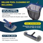 Deluxe Swimming Pool Cleaning Kit Including Pool Skimmer Net with Rubber Edge, 17.5" Pool Brush Head & Rotatable Pool Scrub Brush, Heavy Duty Pool Cleaning Kit Inground & Above Ground Pool (No Pole)