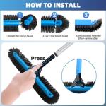 WXFANA 20" Wide Pool Brush Head, Heavy Duty Pool Cleaning Brush with 12-Rows Soft Bristles, Inground/Above Ground Pool Brushes with Curved Ends, Safe for Vinyl Liner