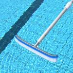 Swimming Pool Wall & Tile Brush,18" Heavy Duty Vinyl Polished Aluminum Back Cleaning Brush Head Designed for Cleans Walls, Tiles & Floors, Nylon Bristles Brush Head with EZ Clips (Pole not Included)