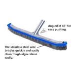 Swimming Pool Brush for Cleaning Pool Walls,Tiles & Floors,Heavy Duty 18" Aluminum Stainless Steel Wire Bristle Pool Scrub Brush for Curved Cleaning Brushes with EZ Clips