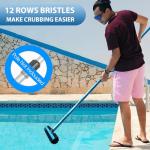 WXFANA 20" Wide Pool Brush Head, Heavy Duty Pool Cleaning Brush with 12-Rows Soft Bristles, Inground/Above Ground Pool Brushes with Curved Ends, Safe for Vinyl Liner