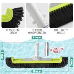 18" Pool Brush Head for Cleaning Swimming Pool Walls, Curved Ends High-Efficiency Scrub Brush for Tile, Fiberglass, Flooring and Vinyl Pools, Fits Φ1.25” Poles (Green & Black)