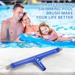 Pool Brush Head, 17" Pool Brushes for Cleaning Pool Walls, Curved Ends High-Efficiency Pool Scrub Brush,Premium Nylon Bristles Pool Brush with EZ Clip