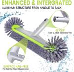 Professional Swimming Pool Brush Head with Round Ends,17.5" Heavy Duty Aluminum Back for Cleaning Pool Walls, 7 Rows Premium Nylon Bristles with EZ Clips (Green Grey)