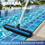 WXFANA 20" Wide Pool Brush Head, Heavy Duty Pool Cleaning Brush with 12-Rows Soft Bristles, Inground/Above Ground Pool Brushes with Curved Ends, Safe for Vinyl Liner