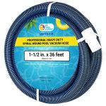 U.S. Pool Supply Pool Vacuum Hose - 1-1/2" x 36' Professional Heavy Duty Pool Hose for Inground, Spiral Wound with Kink-Free Swivel Cuff - Connect to Vacuum Heads, Skimmer, Cleaner, Filter Pump Inlet