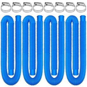 4 Pack Pool Hoses for Above Ground Pools 1.25" x 59" Replacement Pool Pumps Hose Filter Pumps Hose with 8 Metal Clamps for Swimming Pools Filter Pump