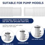 Pool Hoses for Above Ground Pools, 4 Pack 1.25 x 59 Inch Pool Filter Pump Hoses, Compatible with Intex Pool Filter Pump 607, 637 With 8 Metal Clamps(4)