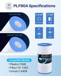 POOLPURE PLF90A Pool Filter Replaces Hayward C900, CX900RE, Pleatco PA90, Ultral-B6, Unicel C-8409, Filbur FC-1292, Sta-Rite PXC95, 90 sq.ft, L x OD: 17 3/8" x 8 15/16" (1 Pack)