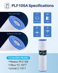 POOLPURE PCC105-PAK4 Replaces Pentair CCP420, 178584, Ultral-A6, Unicel C-7471, 817-0106, R173576, Filbur FC-1977, 570-0425-07, Pentair Clean and Clear Plus 420, L x OD: 26"x7", 4X105 sq.ft. Cartridge