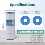 PA81 Pool Filter Replaces Hayward C580E, CX580XRE, Ultral-A3, Unicel C-7483, Hayward SwimClear C3020, C3025, C3030, Filbur FC-1225, FC-6425,4 X 81 sq. ft. Filter Cartridge,L x OD: 19 5/8"x 7"4 Pack