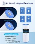 POOLPURE PLFC-8610 Pool Filter Replaces PA100, Ultral-D1, Unicel C-8610, C-7487, Filbur FC-1290, Hayward CX1100-RE, Hayward c1100, 100 Sq.ft Filter Cartridge 1PACK