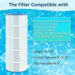 2 Pack PA120 Replacement Pool Filter Compatible with Hayward C1200, CX1200RE, Unicel C-8412, Filbur FC-1293, Clearwater II 125, Waterway Pro Clean PCCF-125, 817-0125N, 120 Sq. Ft Cartridge
