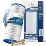 LACQUA Pool Filter Cartridge LQ120 120 SqF for Hayward C1200, CX1200RE, Pleatco PA120, PA120-EC, Unicel C-8412, Filbur FC-1293, Clearwater II 125, Waterway PCCF-125. Hose Nozzle Included