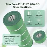POOLPURE PA120 Biodegradable Antimicrobial Pool Filter, Compatible with Hayward C1200, CX1200RE, Pleatco PA120, Ultra-B2, Unicel C-8412, Filbur FC-1293, Clearwater II 125, Waterway Pro Clean PCCF-125