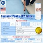 Tomanic C1200 Pool Filter Cartridge Replace Hayward CX1200RE, Unicel C-8412, Filbur FC-1293, PA120, Waterway Clearwater II 125, Pro-Clean 125- Certified with NSF 50 for Material Safety(120 Sq.ft)