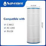 Savener PLF120A Swimming Pool Filter Replaces for Unicel C-8412 120Sq.ft Filbur FC-1293 PA120 CX1200RE C1200 Pro Clean 125 817-0125N Hayward C1200 CX1200RE 81202 1 Pack