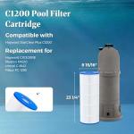 Cielvita C1200 4 oz Media Pool Filter Cartridge Replacement for Hayward StarClear Plus C1200, Replaces Hayward CX1200RE, Pleatco PA120, Unicel C-8412, Filbur FC-1293, NSF/ANSI 50 Certified, 120 sq.ft