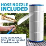 LACQUA Pool Filter Cartridge LQ120 120 SqF for Hayward C1200, CX1200RE, Pleatco PA120, PA120-EC, Unicel C-8412, Filbur FC-1293, Clearwater II 125, Waterway PCCF-125. Hose Nozzle Included