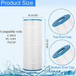 HANXER® C-8412 Swimming Pool Filter Replaces for PA120, CX1200RE, C1200, Filbur FC-1293, Pro Clean 125, 817-0125N, Aladdin 22002, SD-00105, 81202 120 Sq.Ft Filter Cartridge, Pack of 2