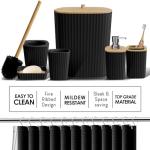 Clara Clark Bathroom Accessories Set - Bathroom Set, Bathroom Accessory Set, Shower Curtain Set, Toilet Brush, Trash Can & Soap Dispenser - Black - 20PC