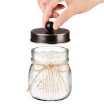 Amolliar Mason Jar Bathroom Accessories Set 4 Pcs -Lotion Soap Dispenser & 2 Qtip Holders & Toothbrush Holder - Rustic Farmhouse Decor, Bathroom Home Decor, Perfect Decorating Idea (Oil Rubbed Bronze)