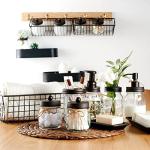 SheeChung 6Pcs Mason Jars Bathroom Accessories Set Complete - Toothbrush Holder, Lotion Soap Dispenser, 2 Mason Jars, Soap Dish, Toilet Paper Basket, Rustic Farmhouse Decor (Brown, 6Pcs Bathroom Set)