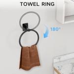 Matte Black Bathroom Accessories Set, KLJKPA 4 Pieces Bathroom Hardware Set, 24 inch Towel Bar, Towel Racks for Bathroom, Robe Towel Hooks, Toilet Paper Holder Wall Mounted