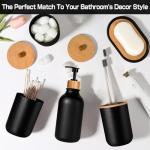 Black Bathroom Accessories Set 5 Pcs, Matte Black Bathroom Accessories, Plastic Soap Dispenser and Toothbrush Holder Set, Soap Dish, Cotton Swab Jar, Black Bathroom Set, Boho Bathroom Decor