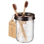 Amolliar Mason Jar Bathroom Accessories Set 4 Pcs -Lotion Soap Dispenser & 2 Qtip Holders & Toothbrush Holder - Rustic Farmhouse Decor, Bathroom Home Decor, Perfect Decorating Idea (Oil Rubbed Bronze)