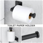 Matte Black Bathroom Accessories Set, KLJKPA 4 Pieces Bathroom Hardware Set, 24 inch Towel Bar, Towel Racks for Bathroom, Robe Towel Hooks, Toilet Paper Holder Wall Mounted