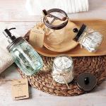 Amolliar Mason Jar Bathroom Accessories Set 4 Pcs -Lotion Soap Dispenser & 2 Qtip Holders & Toothbrush Holder - Rustic Farmhouse Decor, Bathroom Home Decor, Perfect Decorating Idea (Oil Rubbed Bronze)