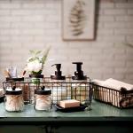 SheeChung 6Pcs Mason Jars Bathroom Accessories Set Complete - Toothbrush Holder, Lotion Soap Dispenser, 2 Mason Jars, Soap Dish, Toilet Paper Basket, Rustic Farmhouse Decor (Brown, 6Pcs Bathroom Set)