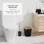 Clara Clark Bathroom Accessories Set - Bathroom Set, Bathroom Accessory Set, Shower Curtain Set, Toilet Brush, Trash Can & Soap Dispenser - Black - 20PC