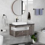 Matte Black Bathroom Accessories Set, KLJKPA 4 Pieces Bathroom Hardware Set, 24 inch Towel Bar, Towel Racks for Bathroom, Robe Towel Hooks, Toilet Paper Holder Wall Mounted