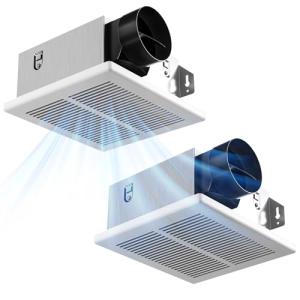 Amico Bathroom Exhaust Fan 2 Pack, 80 CFM, 1.0 Sones, Low Noise, Easy to Install, Ceiling Mounted Retrofit Ventilation Fans, No Attic Access Needed- UL Certified