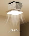 Fitop Bathroom Exhaust Fan with Light, 110 CFM 43W 1200LM Ceiling Mount Shower Ventilation Exhaust with Light, 1.0 Sones Bathroom Vent with Light, Bathroom Fan LED Light 3000K/4000K/5000K